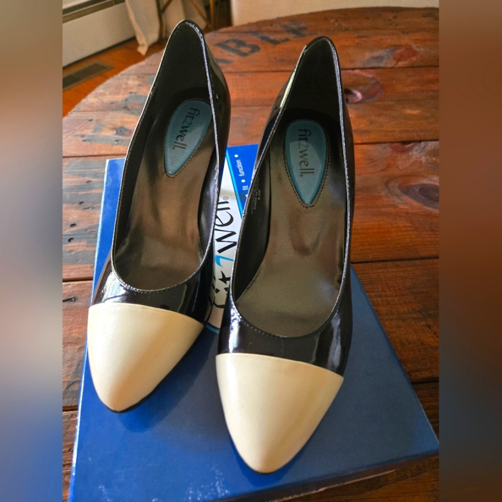 Fitzwell Ophira Black And Cream Heels NWT